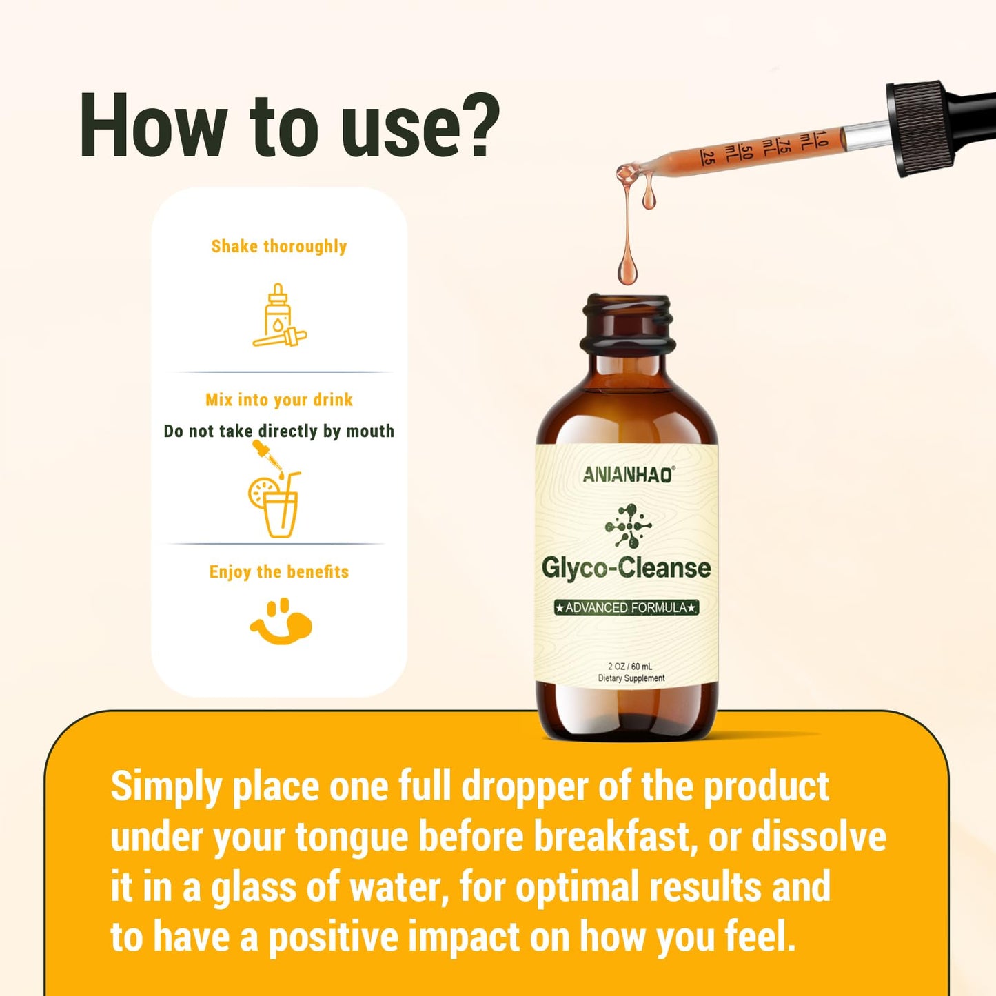 ANIANHAO Glyco Clean Drops Flow Blood Support - Blood Flow+ Official Formula Support Supplement - Natural Formula to Support Overall Well Being & Healthy Energy - 60ml