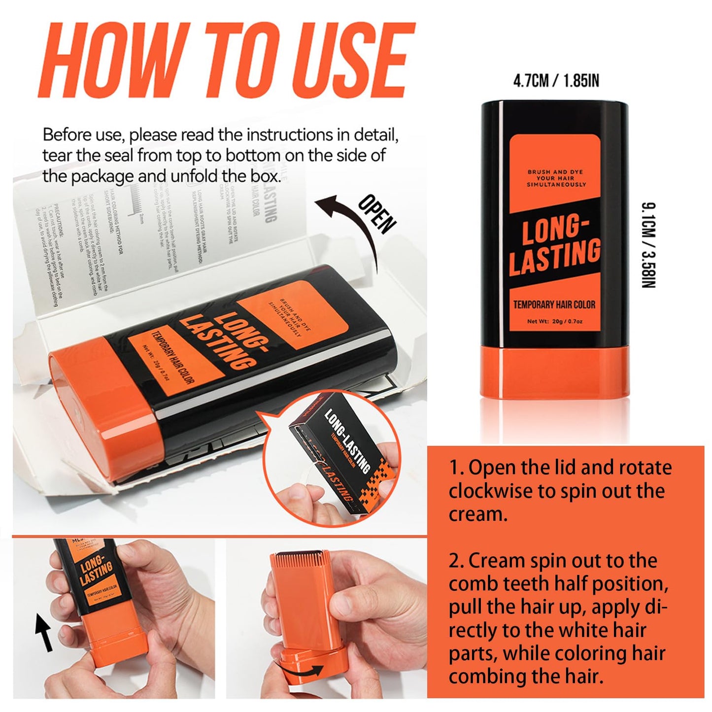 DMQ Hair Color Stick, 20g Coffee Root Hair Color Comb, Root Touch-Up Brush, Temporary Hair Concealer Stick with Comb for Gray Hair Coverage,Wash in Wash Out Hair Colour