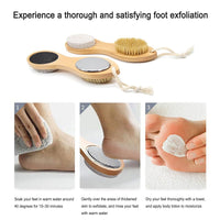 PHOGARY Pumice Stone for Hands and Feet, 4-in-1 Wooden Foot Scrub Brush Removing Hard Corn Dead Skin Callus-Wet Dry Feet Household Nail Cracked Heels Care-Debris Grinding Off Thick and Hard Calluses