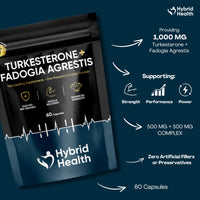 Mystic Nature Turkesterone + Fadogia Agrestis | 1000 MG | Maximum Strength Supplement | Strength, Performance & Power | 100% Natural Non-GMO Vegan | 60 Capsules