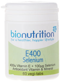 Bio Nutrition E400 + Selenium - Antioxidant and Immune Vitamin and Mineral - 60 vegi-tabs