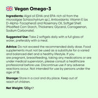 WeightWorld Vegan Omega 3 Supplement - 2000mg per Serving - 90 Softgels - 45 Days Supply - Derived from Algal Oil - 2 Softgels a Day - DHA and EPA-Rich Oil - Omega-3 Nutritional Supplements