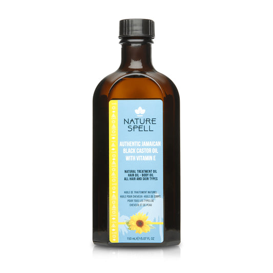 Nature Spell Authentic Jamaican Black Castor Oil with Vitamin E for Hair & Body 150 ml - Authentic JBCO For All Hair Types - Natural Hair Growth - Strengthen Hair Roots - Treat Dry and Damaged Hair