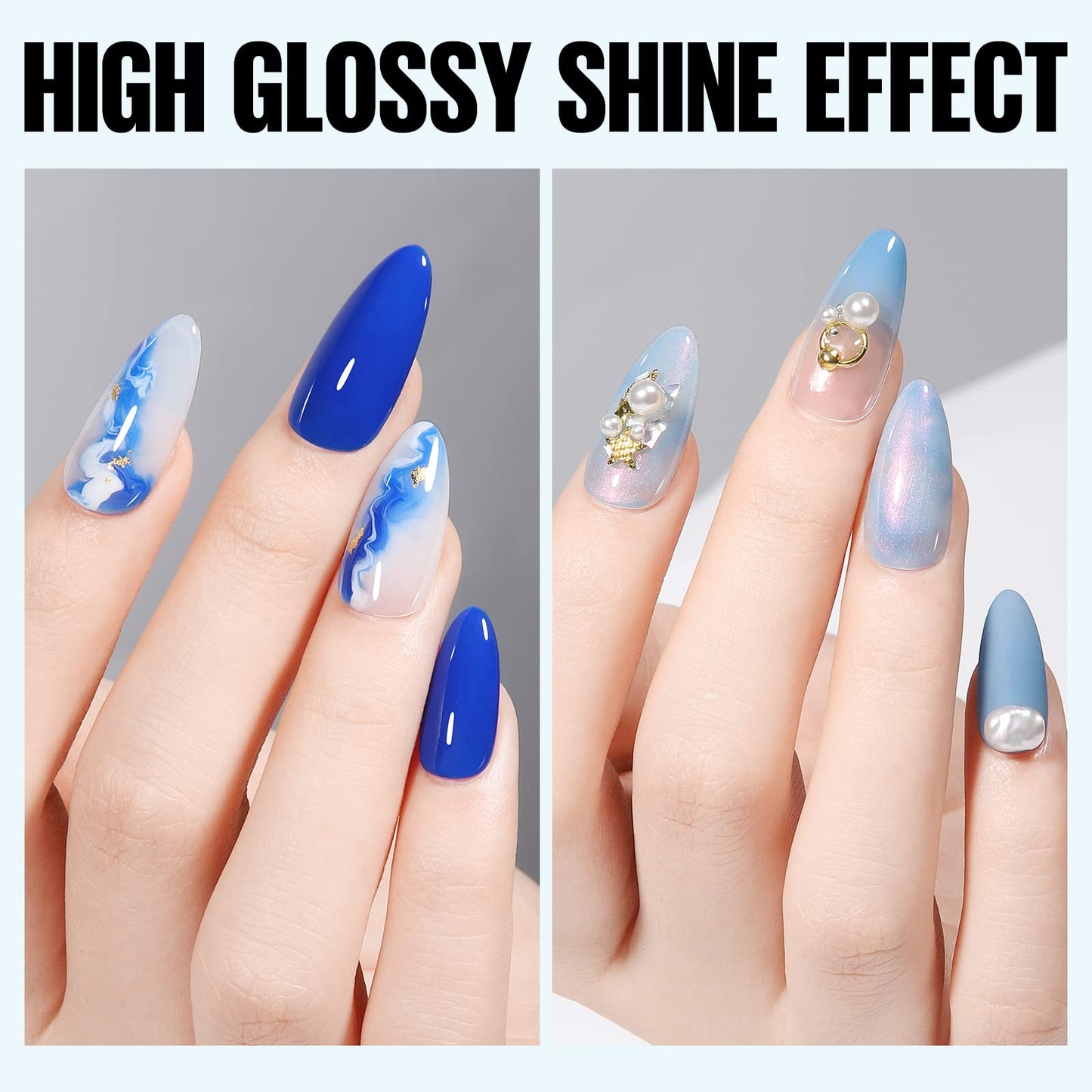 TOMICCA Gel Nail Glue Set, 8 in 1 Nail Glue and No Wipe Top Coat Kit for Acrylic Nails, Super Strong Brush On Nail Glue Gel and Top Coat for False Nails and Gel Nail Polish, UV/LED Lamp Cure Required