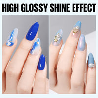 TOMICCA Gel Nail Glue Set, 8 in 1 Nail Glue and No Wipe Top Coat Kit for Acrylic Nails, Super Strong Brush On Nail Glue Gel and Top Coat for False Nails and Gel Nail Polish, UV/LED Lamp Cure Required
