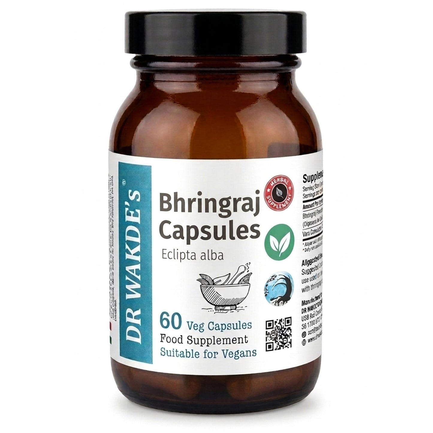 DR WAKDE's DR WAKDE'S Bhringraj Capsules for Hair Growth & Liver Support | Eclipta Alba | 60 Veg Caps | Pure Ayurvedic Herb | Zero Additives, Zero Fillers | Vegan | Made in UK