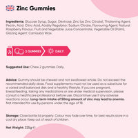 WeightWorld Zinc Citrate Gummies 50mg - 45 Days Supply - 90 Gummies - Zinc Supplement for Men & Women - Easy to Chew - Natural Raspberry Flavour - Vegan, Non-GMO & Magnesium Stearate-Free