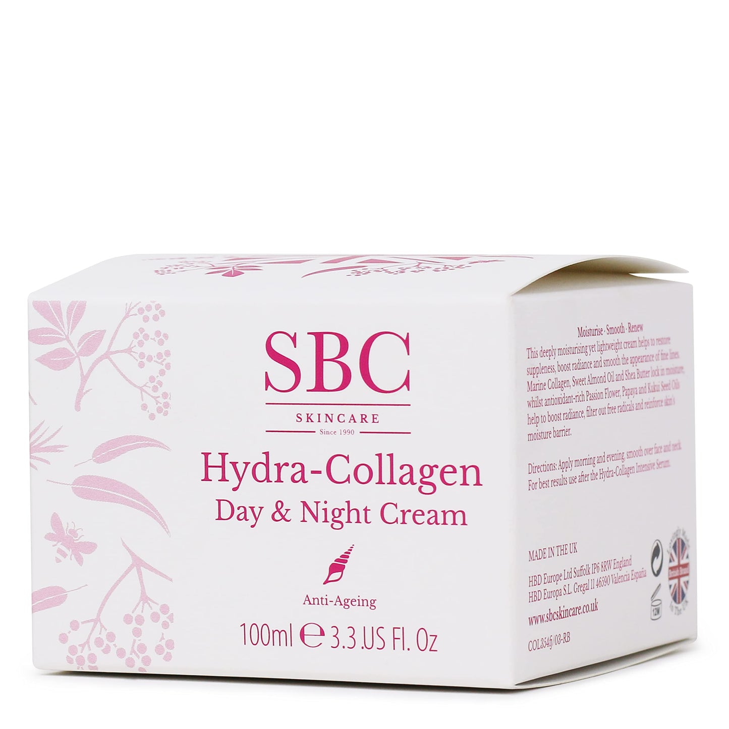 SBC Skincare's Hydra-Collagen Day & Night Cream - 100ml | Award-Winning Anti-Ageing Cream | Day And Night Moisturiser For Sensitive Skin | Mature Skin Face Moisturiser