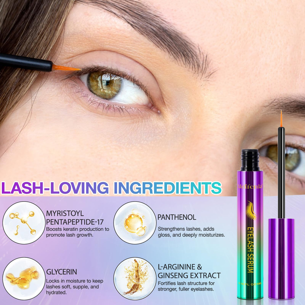 CLFJLXYX Eyelash Growth Serum for Lash-5ml，Lash Serum for Longer，Longer Eyelashes and Eyebrows，Eyelash Growth Serum-Natural & Safe Ingredients，Thicker Healthier Lashes