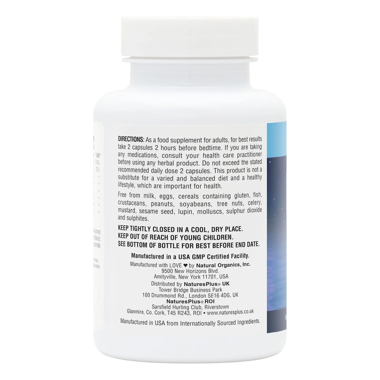Nature's Plus NaturesPlus Magnesium Night Time - Magnesium Glycinate and Taurate Supplement with L-Theanine, Ashwagandha, Lemon Balm, B6, Hops - Vegan, Gluten Free - 60 Capsules