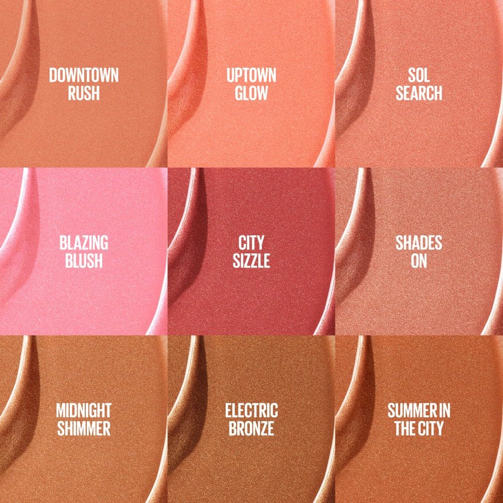 Maybelline New York, SUNKISSER, Multi-Purpose Illuminating Liquid Blush, Blush, Highlighter and Bronzer, Healthy Glow, Tanned Complexion, Glowy Makeup, Shade: Summer in the City - 4.7 ml