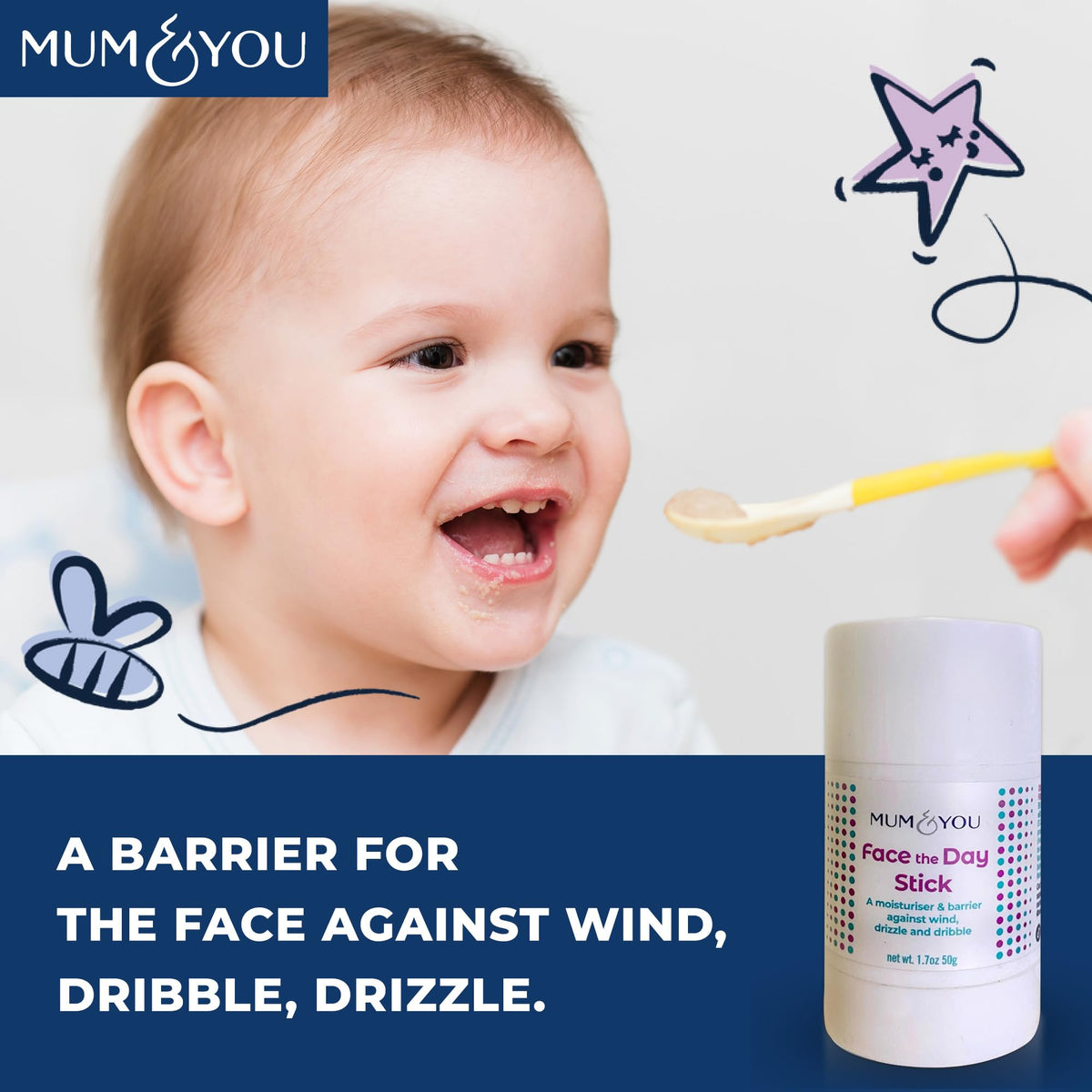 M&Y Mum & You Baby Face the Day Stick – 3 Natural Baby Moisturiser Sticks with Sunflower, Coconut Oil & Shea Butter, Soothes Eczema, Dribble Rash, Skin & Teething Protection – for Babies, Kids & Family