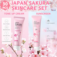 30Pcs Sakura Skincare Set, Skin Care for Teenage Girls Gift Set, Girls Pamper Set with Cleanser,Toner,Serum,Eye Cream,Face Cream,Lip Mask,Sleeping Mask,Mud Mask,Tone Up Cream,Sunscreen