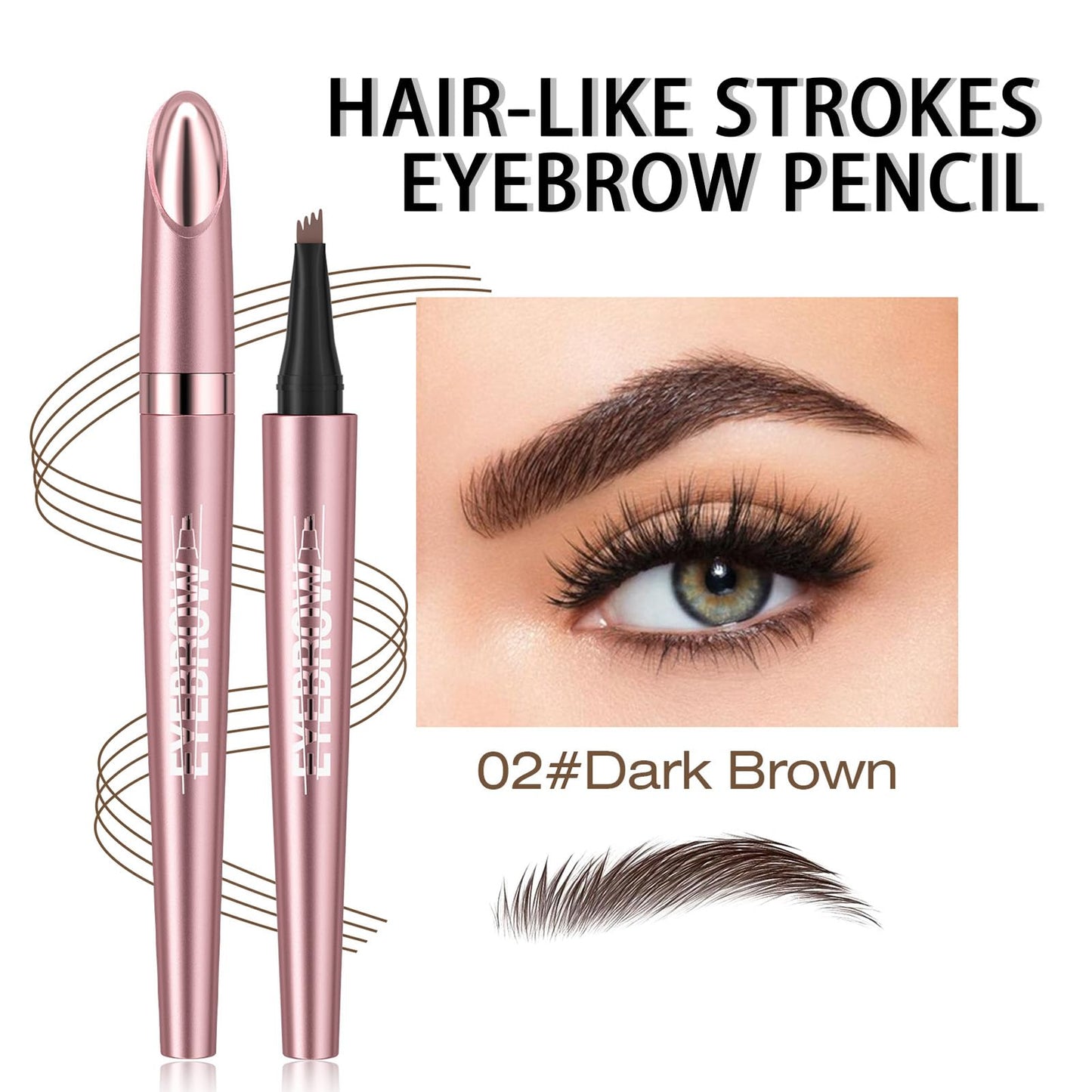 NatrLuxe 3D Waterproof Eyebrow Pencil – Magic Eyebrow Pen With 4-Tip Design, Dark Brown (02) – Long-Lasting Brow Tint For Flawless Makeup