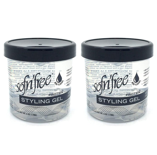 sofn'free Sofn'free Protein Styling Gel, Non flaky formula for firm styling control when setting, wrapping or moulding, perfect waves sets and controlling curly hair,170 g, Clear (6 OZ,Pack of 2)