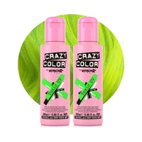 Crazy Color Vibrant Toxic UV Semi-Permanent Duo Hair Dye. Highly Pigmented Neon Green Conditioning & Oil Nourishing Vegan Formula | No Bleach or Ammonia | 200ml