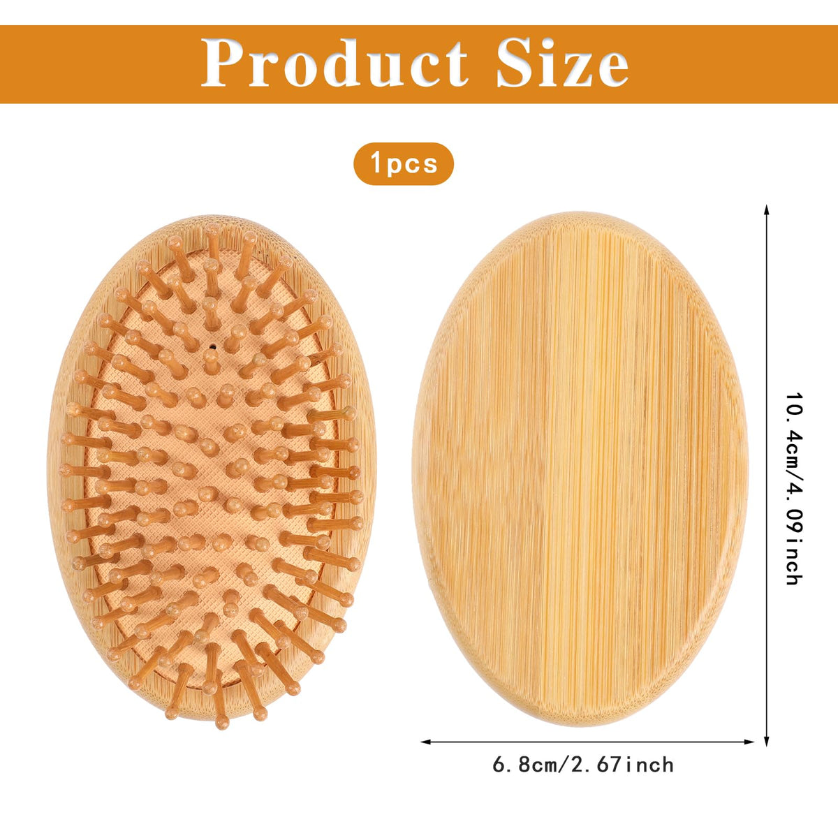 Mozeat Lens Bamboo Massage Comb,Wooden Scalp Massager Wooden Hair Brush Round Portable Bamboo Comb Anti-Static Air Cushion Hairbrush Mini Hairbrush without Handle