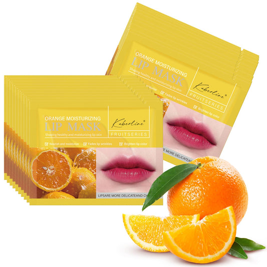 IZBEAUVO 20PCS Orange Collagen Lip Mask,Lip Moisturiser Mask,Plumping Lip Balm Mask For Dry Lips,Nourish & Anti-Wrinkle & Brighten Lip,Lip Exfoliator,Tinted Lip Balm Jelly Mask,Lip Care Set
