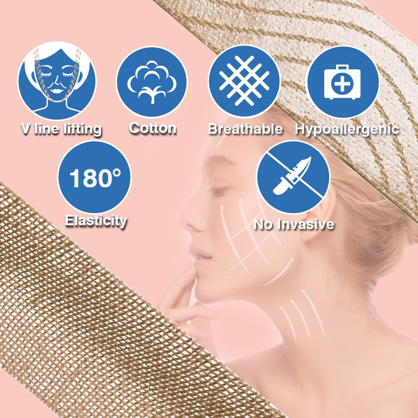 Sfuchin Facial Patches - Wrinkle Patch - Wrinkle Tape - Face Lifting Tape - Non-invasive wrinkle remover - Multifunctional High Elasticity Wrinkle Forehead Eyes Face Neck Lips Wrinkle Treatment - 2.5CM*1000CM