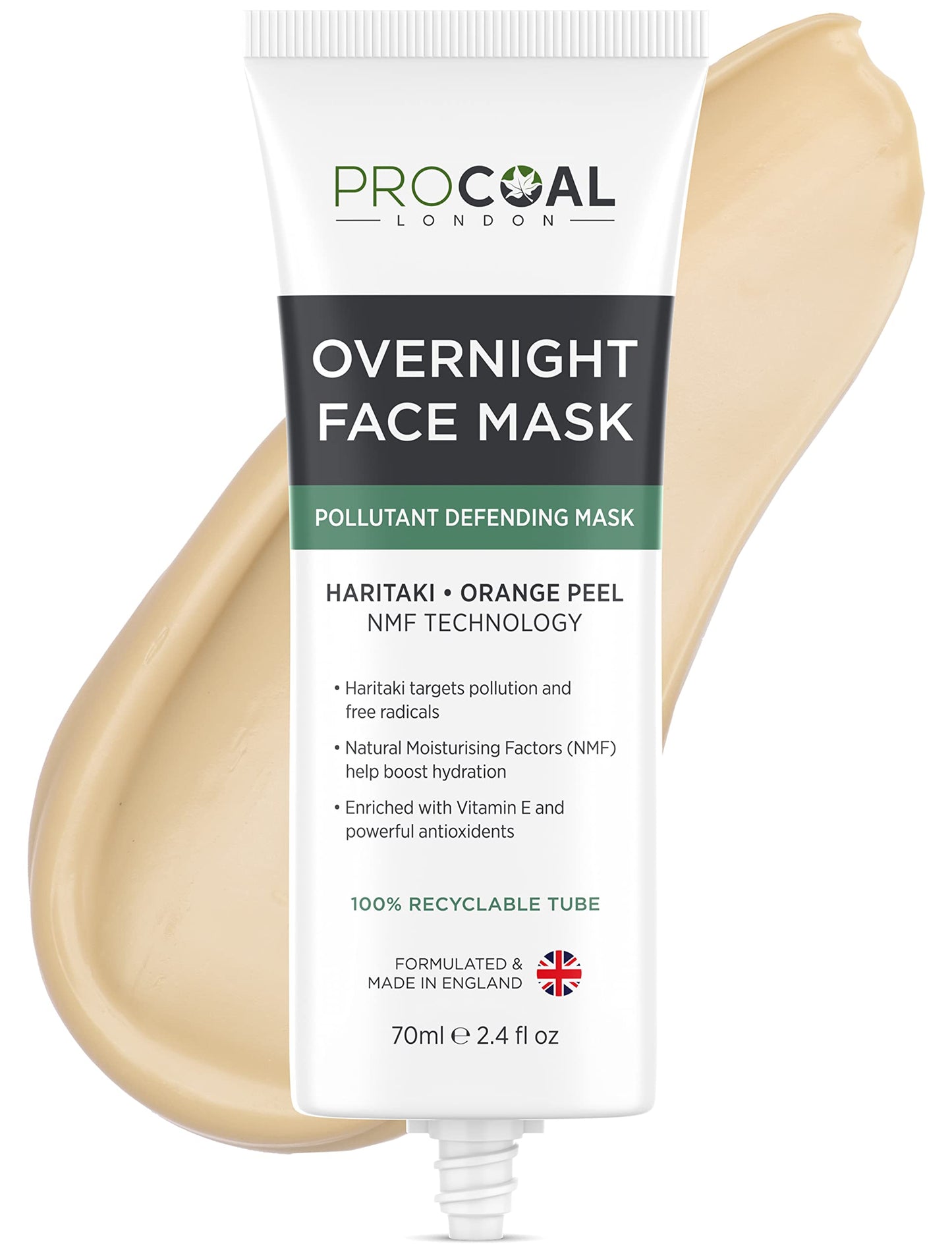 PROCOAL NEW Overnight Face Mask, Hydrating Anti-Pollution Sleep Mask 70ml by Procoal - Fights Pollutants & Replenishes Skin’s Natural Moisture, 100% Recyclable Packaging, Cruelty-Free - Made in UK
