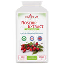 Nutrilus Rosehip Extract 120 Capsules 5000mg - High Strength Vegan Supplement - Rosa canina with Vitamin C - Bones & Cartilage - UK Made