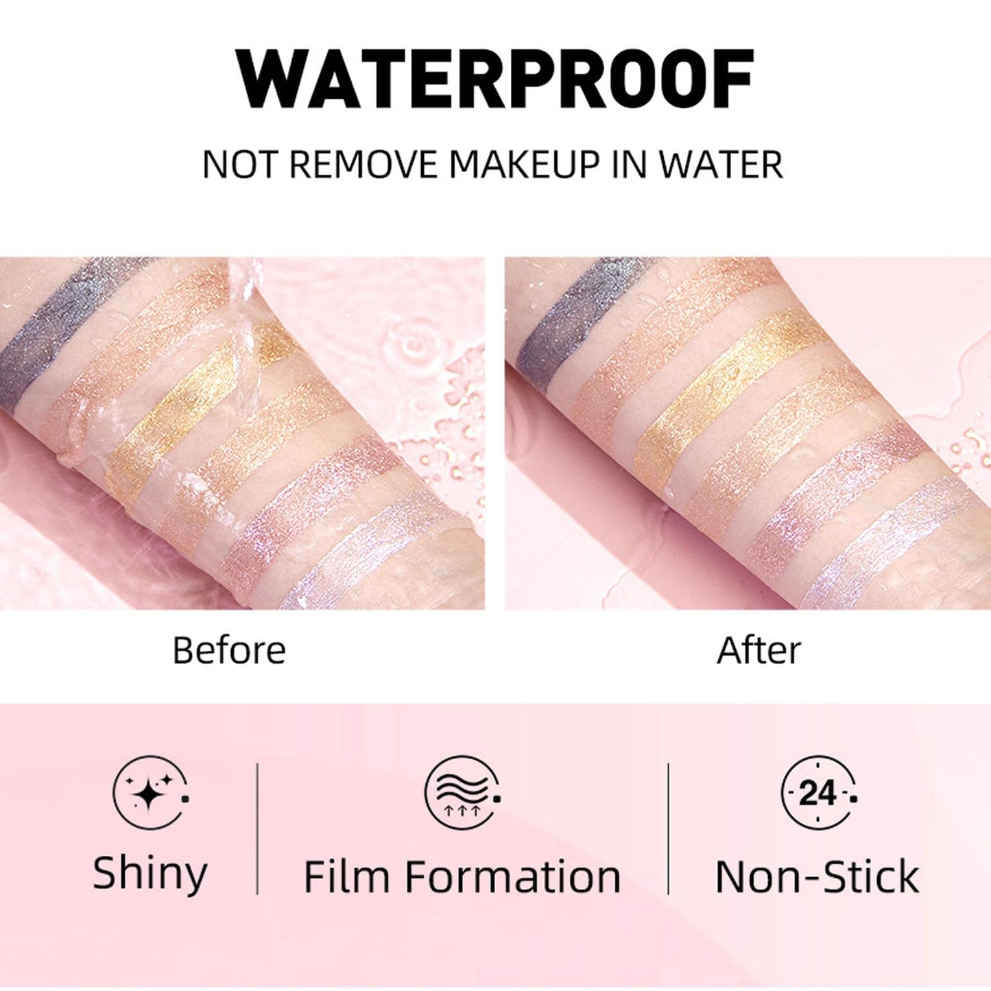 QUIWEN Glitter Lip Gloss Metallic Diamond Glitter Liquid Lipstick Pink Shimmer Lipstick Waterproof Lightweight Soft Metallic Eyeshadow Lipgloss Long-Lasting Nonstick Cup Pink Lip Gloss Shiny And Sparkle