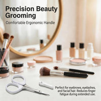 Pafason PAFASON Small High Precision Eyebrow Grooming Scissors Set, Beauty Makeup Cosmetic Tool, Curved, Straight Tip, Stainless Steel, Safety Case for Trimming Eyelash Extensions