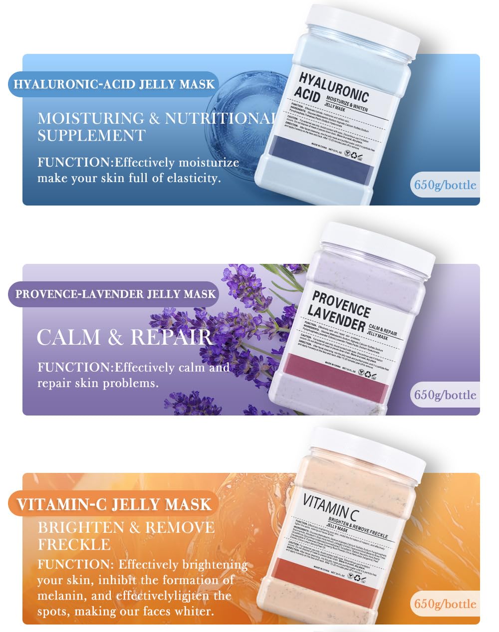 ChicNana Jelly Face Mask Peel Off Powder 650g Moisturizing and Hydrating Repair and Smooth Skin Care for Home Salon Spa (Lavender)
