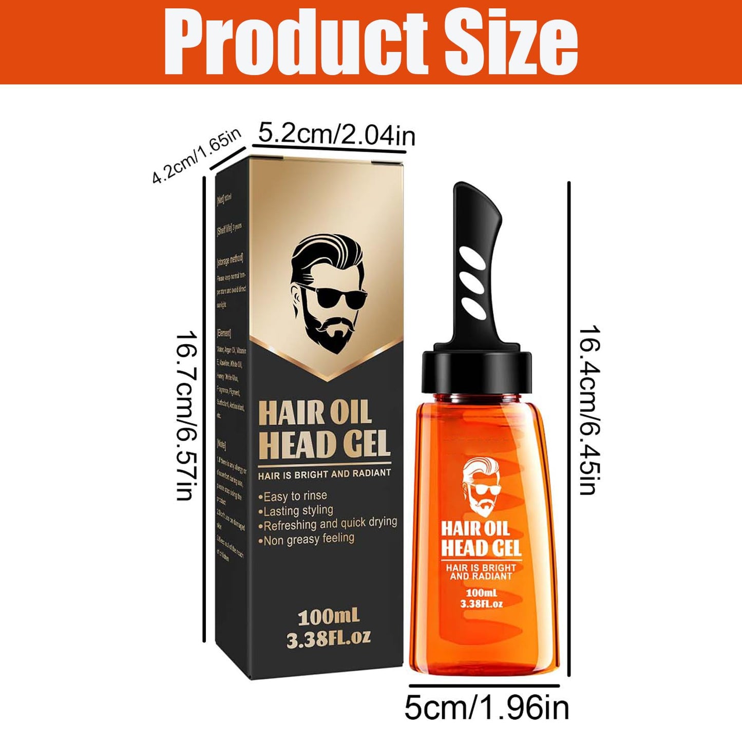 Alelyer Hair Styling Gel for Men, 2-in-1 Hair Wax Gel with Comb, Hair Styling Gel for Men, Hair Gel with Comb, Hair Oil Head Gel, Hair Styling Gel with Comb for Men, Long-Lasting, Quick Building, 100 ml