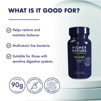 Higher Nature - Pro-Easy - Multi-Strain Live Bacteria Powder - Probiotics for Gut Health - Suitable for The Whole Family - 90g Powder