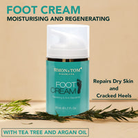 Simon & Tom Simon&Tom Foot Cream 50ml - Moisturizing and Regenerating - Repairs dry skin and cracked heels - With Argan Oil, Tea Tree Oil and Mint - Made in Spain