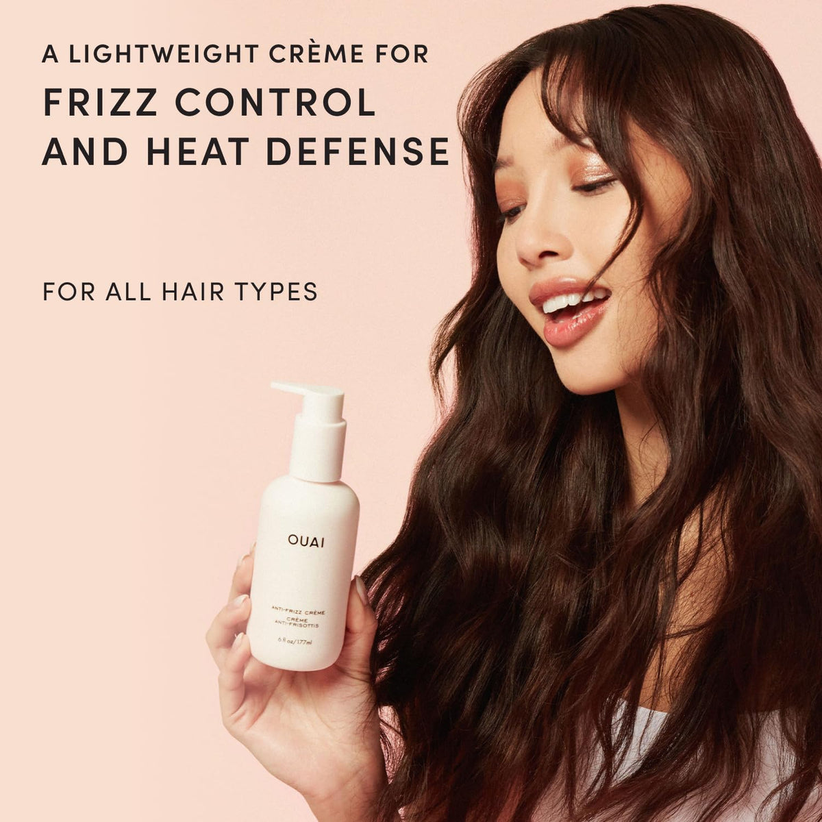 OUAI Anti Frizz Cream Travel Size - Moisturizing Hair Cream with Frizz Control & Heat Protection - Provides Hydration with Jackfruit & Beetroot Extract - Paraben, Phthalate & Sulfate Free