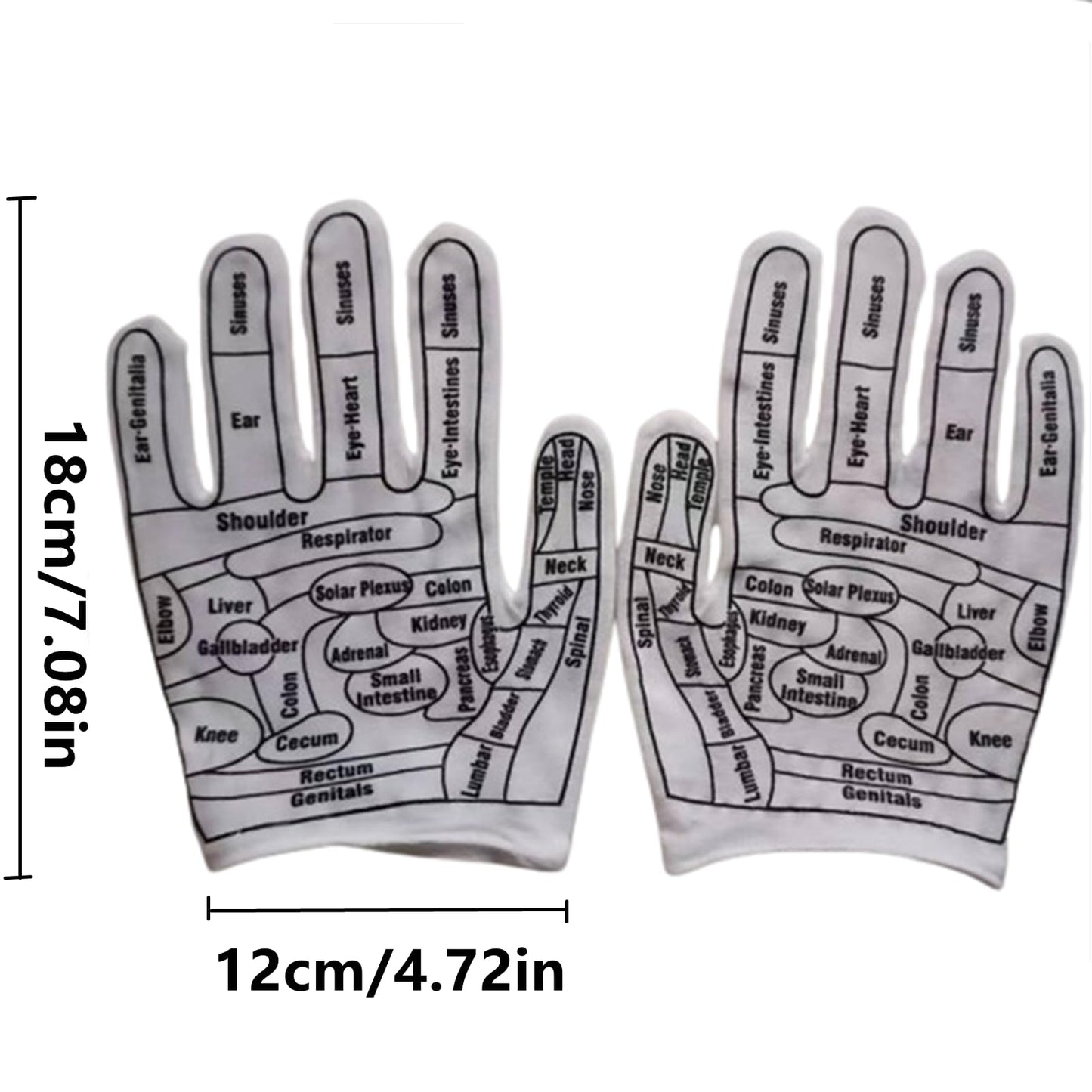 QCVENL 2 Pcs Reflexology Tools Facial Reflexology Tool Reflexology Hand Gloves Hand Reflexology Tools Print Mittens for Correctly Stimulating Hand Acupoints Massa