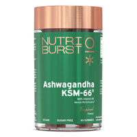 Nutriburst 300mg Ashwagandha + Vitamin B5 & Iodine - Herbal Adaptogen Reduce Tiredness & Fatigue, Supports Mental Performance - Vegan, Sugar Free Supplement - 60 Gummies - 1 Month Supply