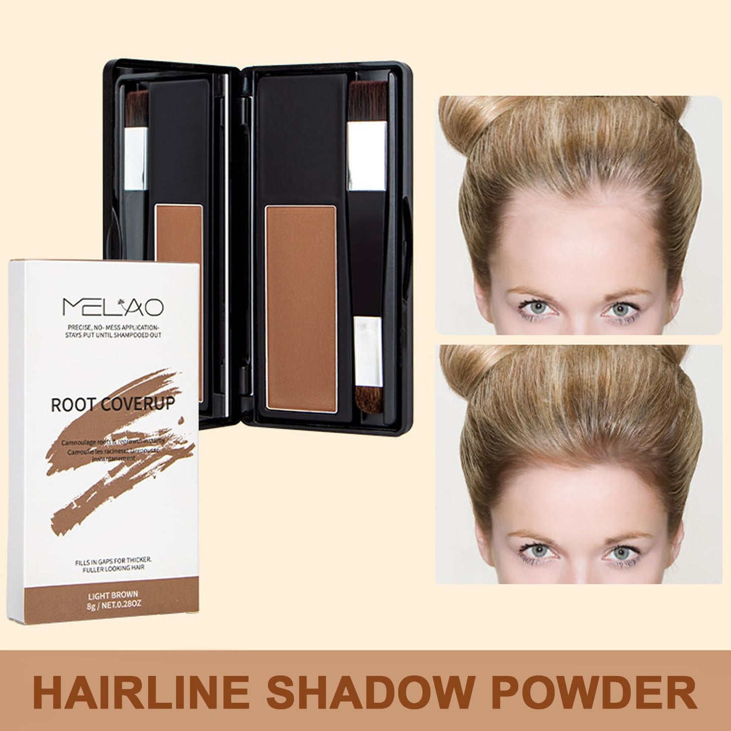 L0famy Root Cover Up Medium Brown, Root Cover Up Hairline Powder for Thin Hair, Hairline Powder, Root Touch Up Hair Powder, Water & Sweat Resistant Hair Loss Concealer Set for Thinning Hair Women (8g)