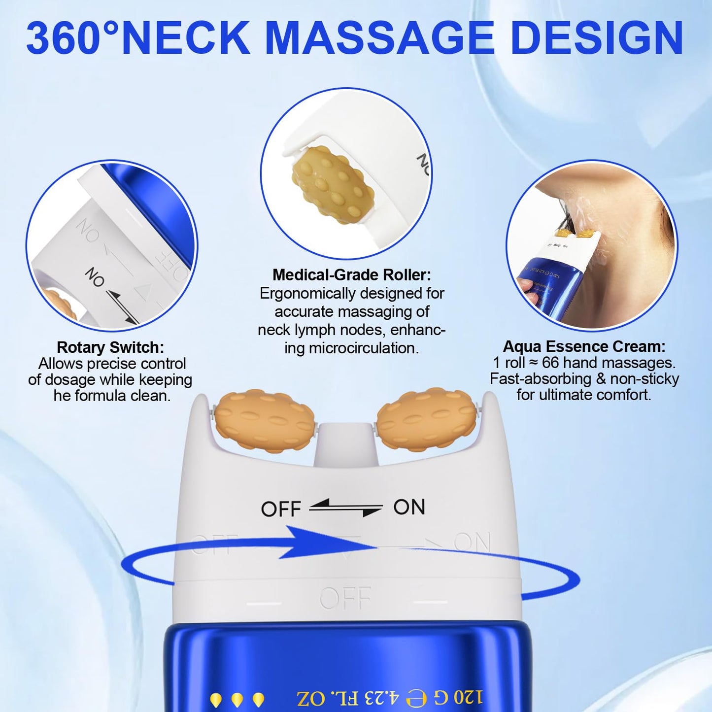 Ah8 Neck Firming Cream, Neck Firming Creams Contain Hexapeptide,With Double Roller Massage,Reduce Wrinkles Fine Lines And Double Chin,Firm And Lift Sagging Skin