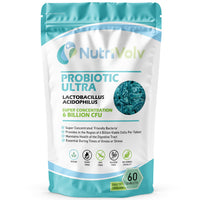 NutriVolv Probiotic 6 Billion CFU | 60 Tablets | Lactobacillus Acidophilus Supplements Perfect for Bacteria Culture, Colon | Support Healthy Gut Microbiome & Digestion System | Bloating Relief | UK Made