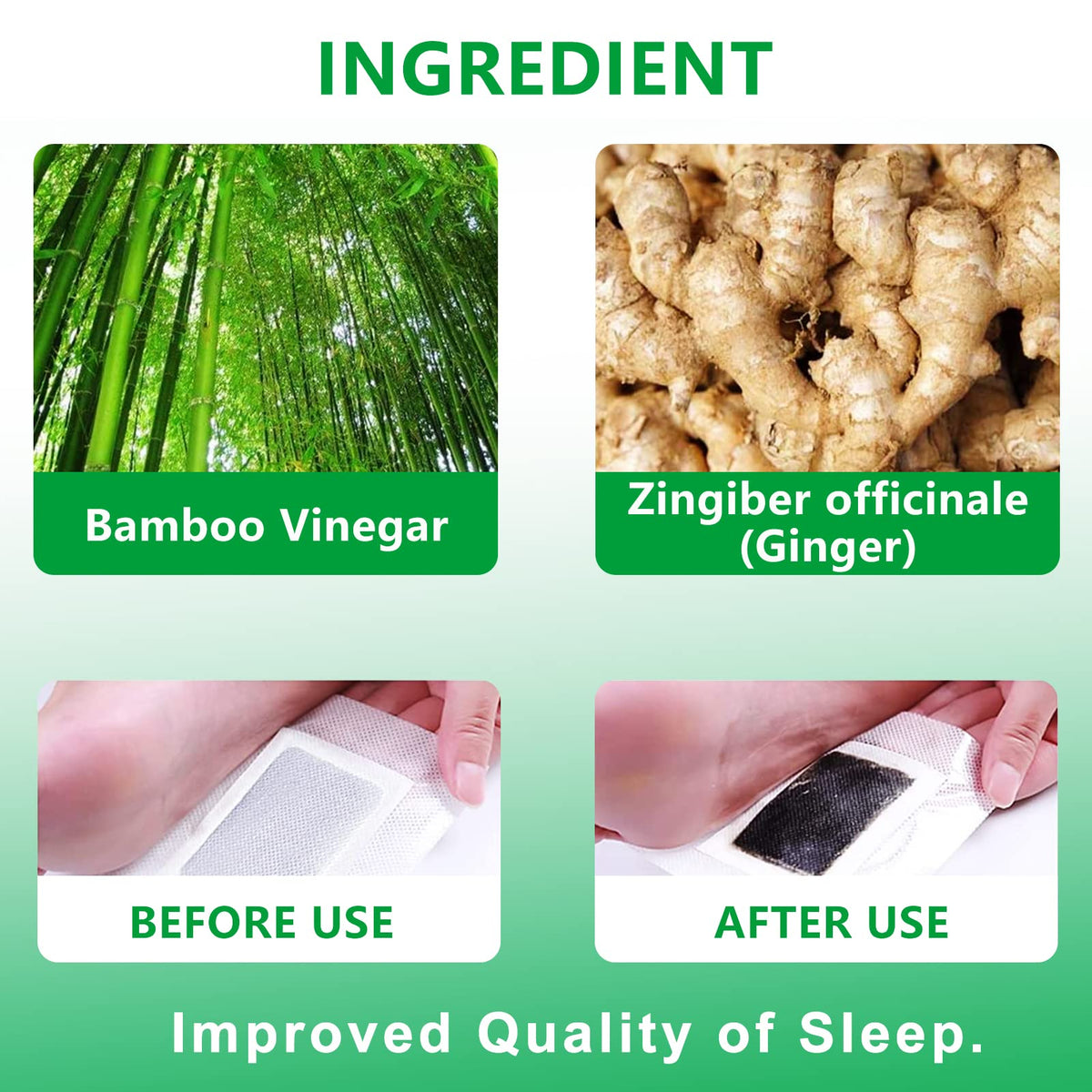 Ganbaro 20 Pcs Detox Foot Patches,Natural Detox Foot Pads with Bamboo Vinegar and Ginger,Foot Patches to Help Remove Toxins & Improve Sleep Quality Enhance Blood Circulation,Stress Relief,Relaxation