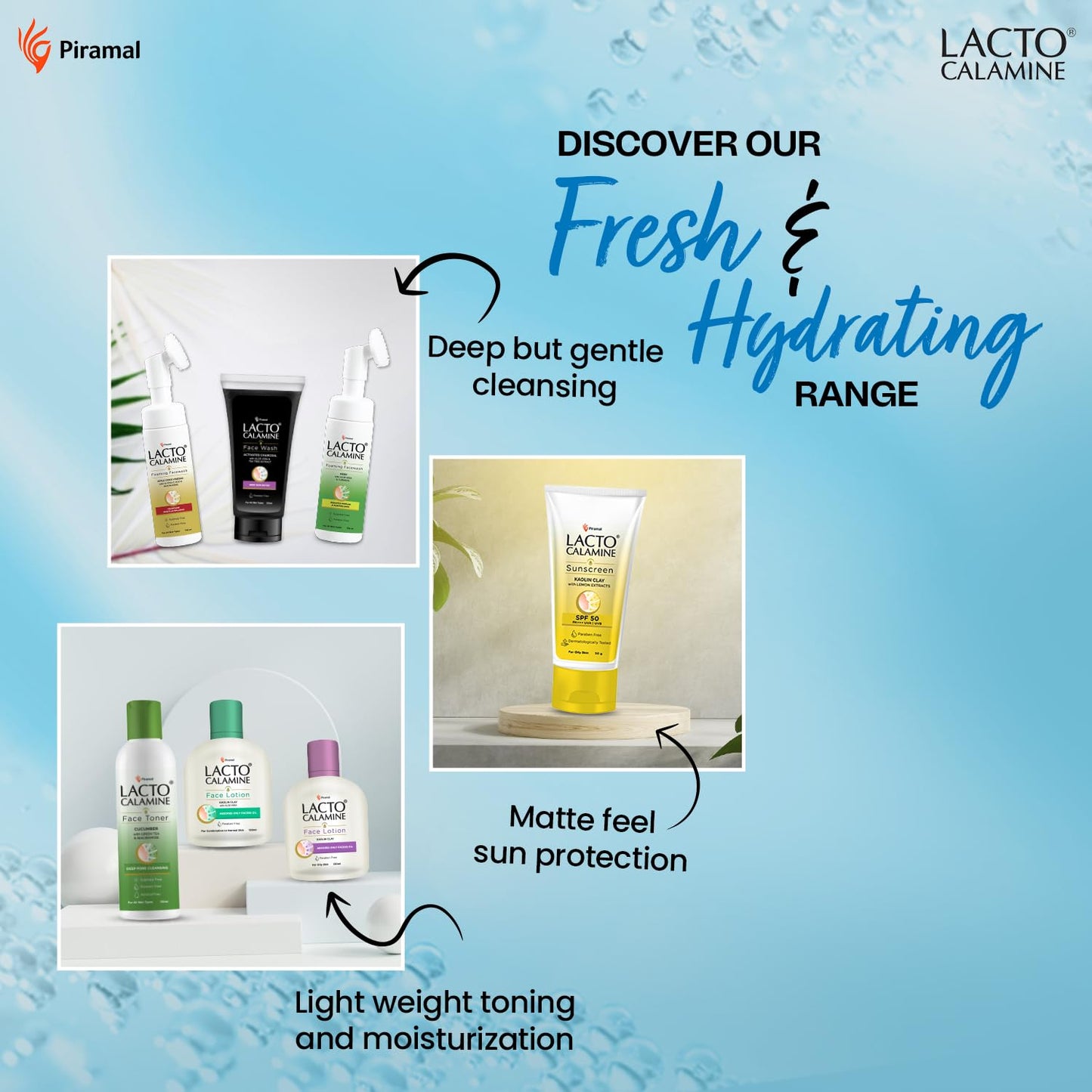 Lacto Calamine Light Moisturising Gel Non-sticky Hydrating Face & Body Gel with Niacinamide, Hyaluronic and vitamin E for non-oily feel & glowing skin 150g