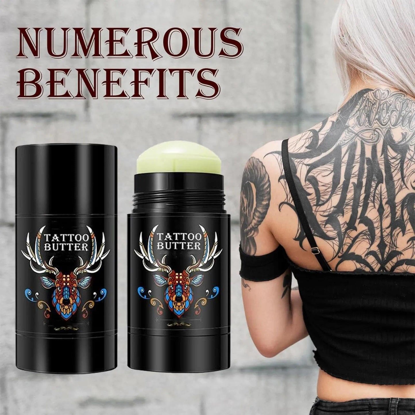 KKwoter Natural Tattoo Balm for New & Old Tattoo Aftercare - Healing, Whitening & Color Enhancement with Butter & Cream