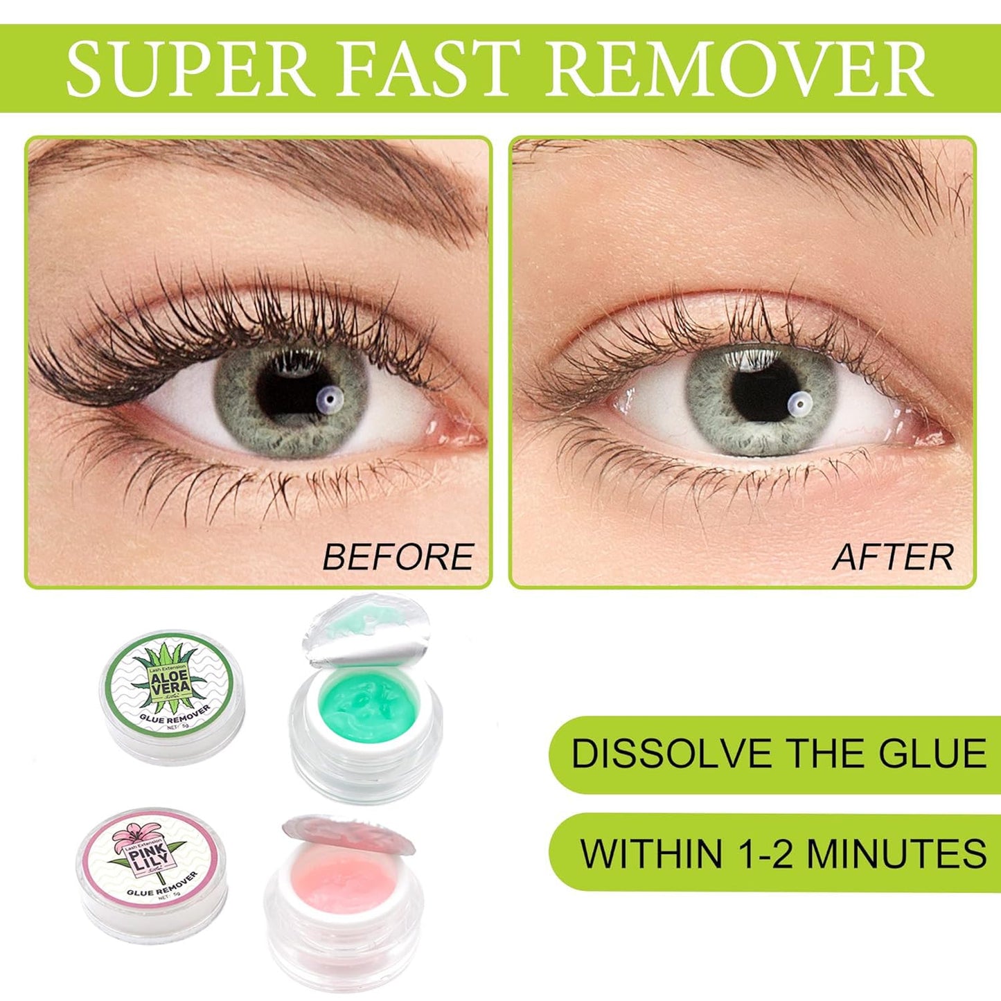 Mornery Eyelash Extension Remover Cream - Lash Extensions Remover Cream, Aloe Flavo & LILY Flavor Fast Dissolution Low Irritation (Aloe)