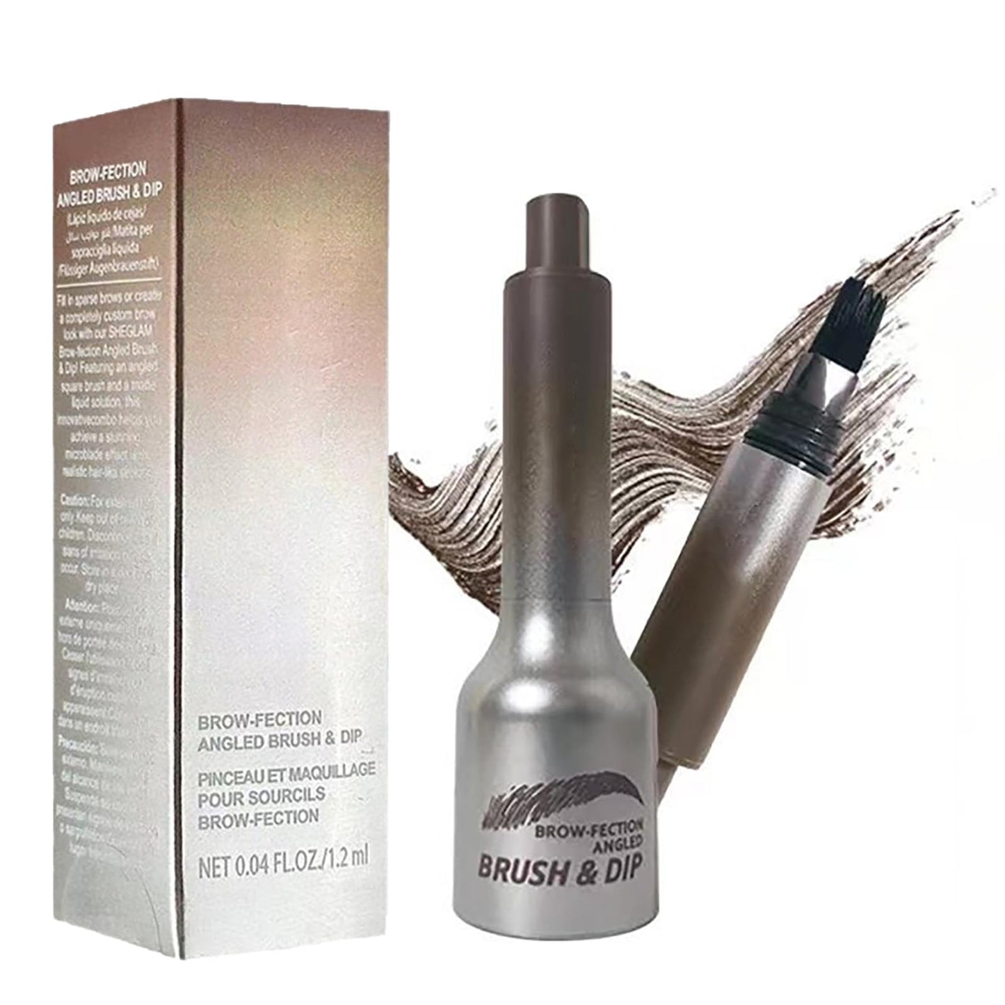 Angled Brow Brush & Dip – Waterproof, Smudge-Proof Liquid Eyebrow Pen For Hair-Like Strokes & Natural Brows – Shade #02 Auburn