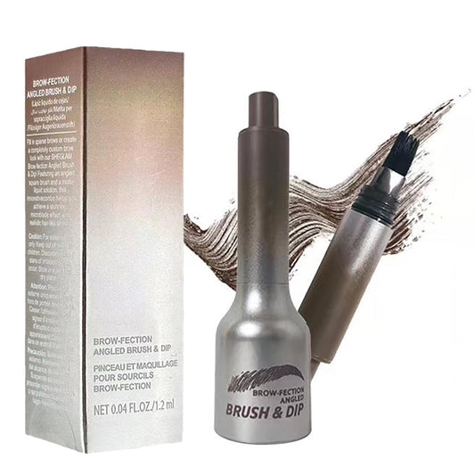 Angled Brow Brush & Dip – Waterproof, Smudge-Proof Liquid Eyebrow Pen For Hair-Like Strokes & Natural Brows – Shade #02 Auburn