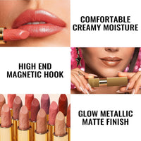 Oulac OULAC Glow Metallic Shine Lipstick, Nude High Impact Lipcolor, Lightweight Soft and Ultra Hydrating, Long Lasting, Vegan & Cruelty-Free, Full Coverage Lip Color 4.3 g/0.15 GM01 Serene