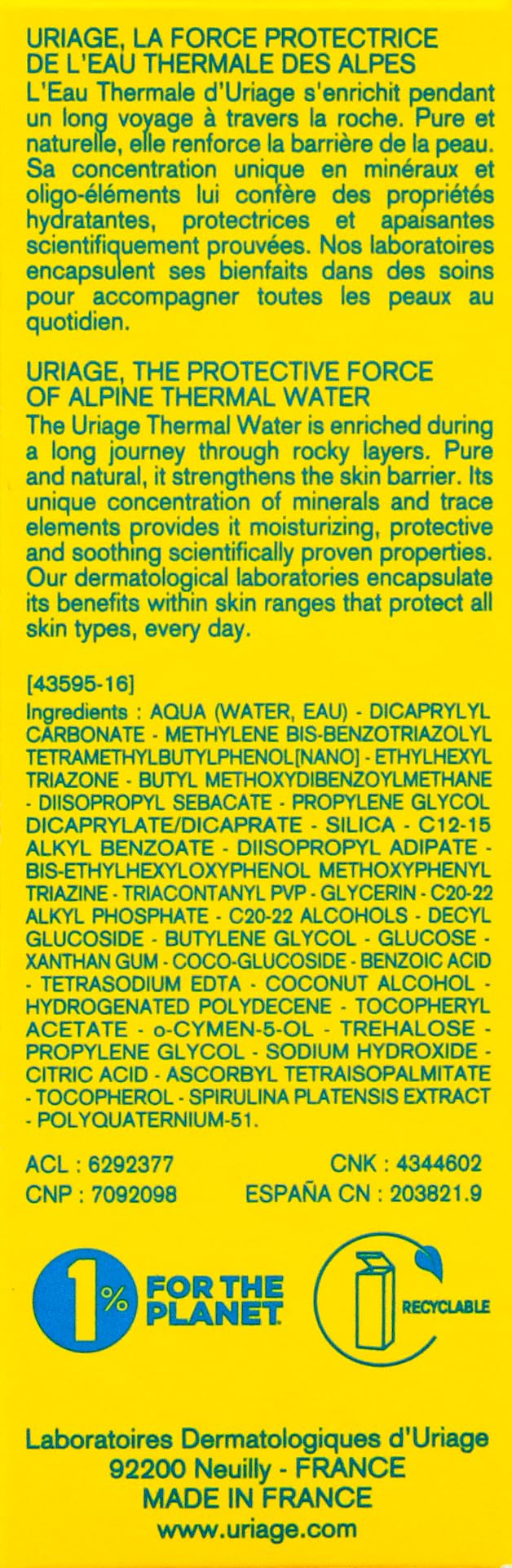 Uriage BARIESUN Unscented Cream SPF50+ 50ml