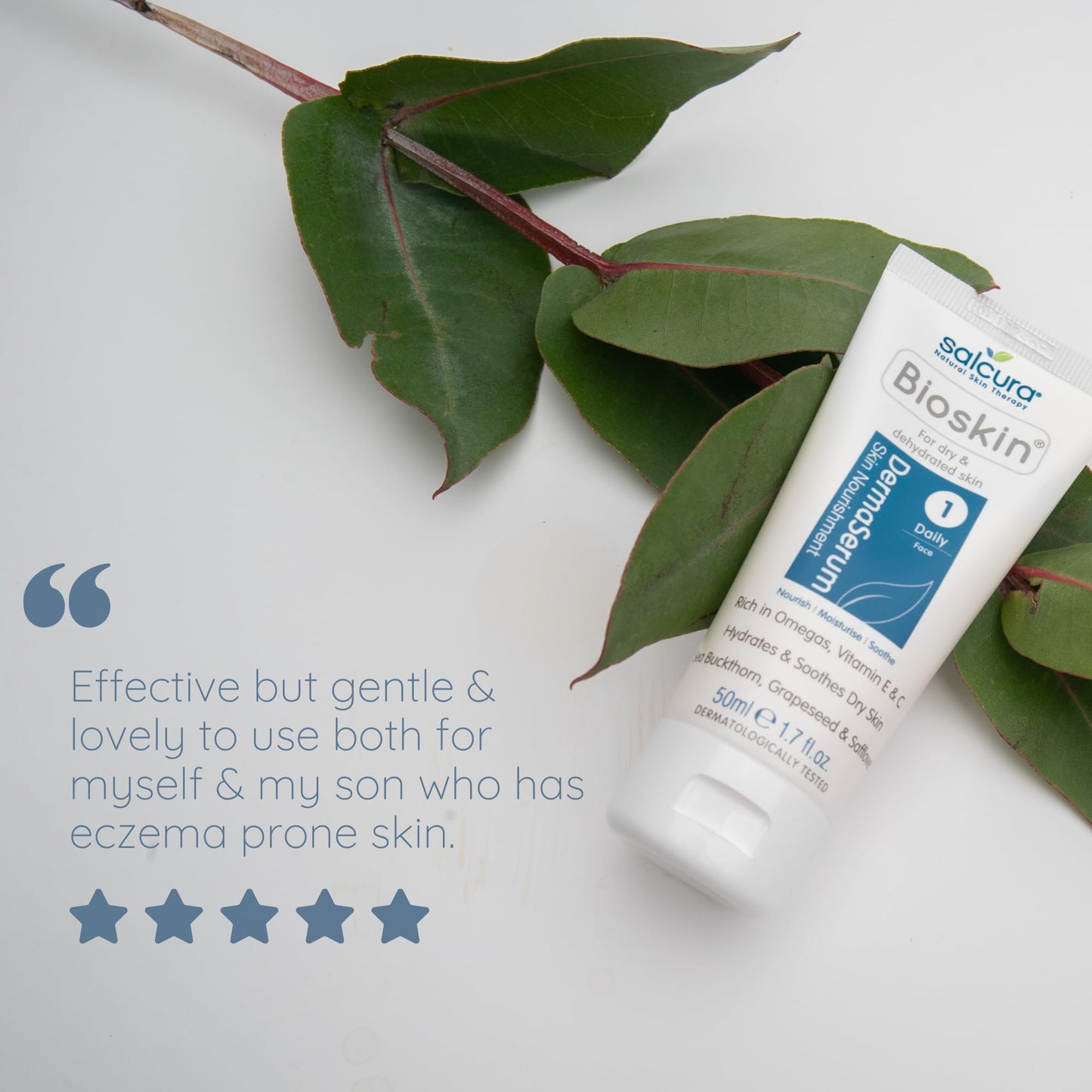 Salcura Natural Skin Therapy Bioskin Dermaserum, a Light Natural Face Serum for Those with Dry, Flaky & Sensitive Skin, 50ml