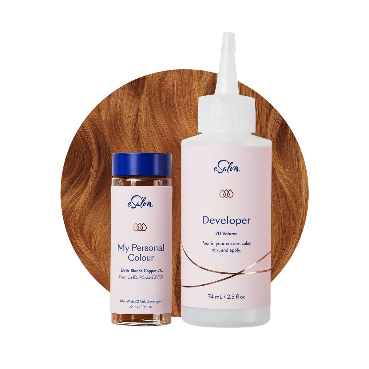 eSalon Permanent Hair Colour Set in Dark Blonde Copper 7C