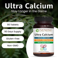 PURE NUTRITION NATURAL TREASURES Pure Nutrition Ultra Calcium 1000mg with VIT D3 + K2 | 90 Tab | Highly absorbable Calcium Supplement with Calcium Citrate Malate, VIT D3, K2 (90 Count (Pack of 3))