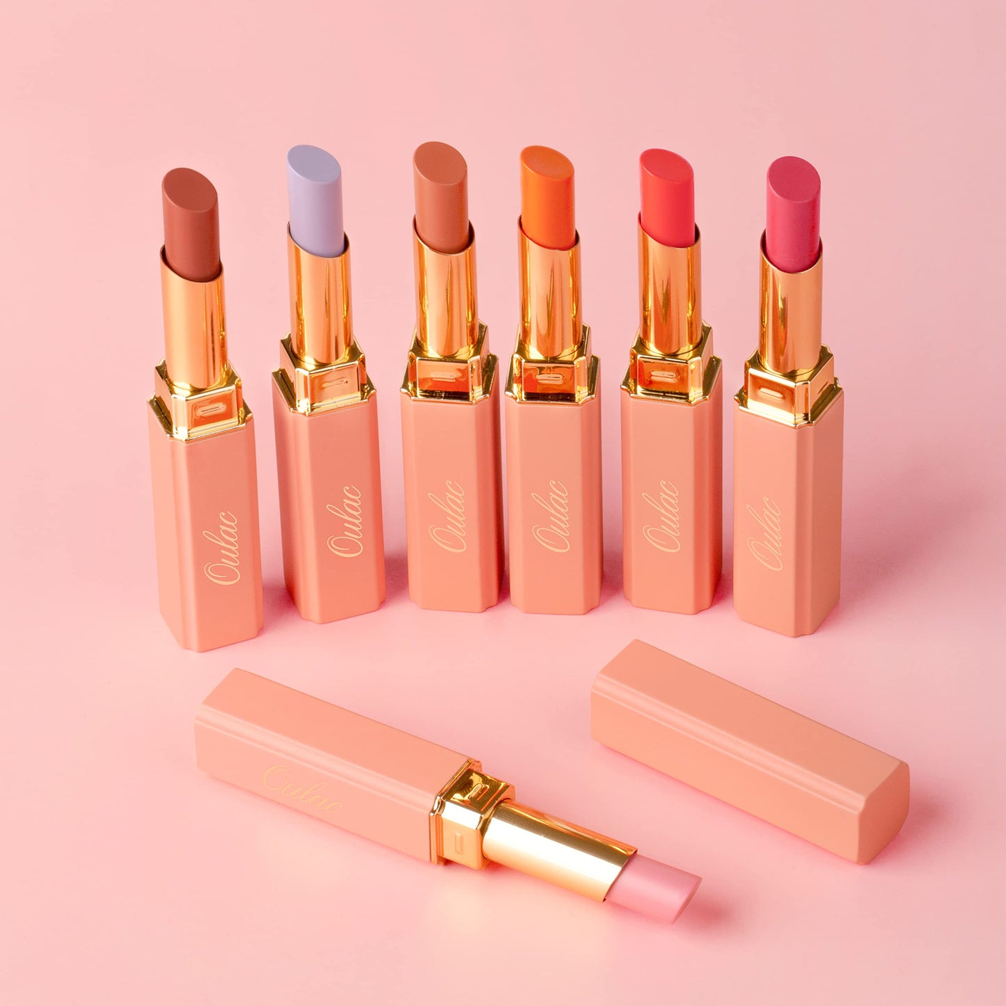 Oulac Moisture Shine Lipstick, Juicy Finish, Balm-like Texture,Moisturizing Lips,90% Essential Oils,Vegan, Cruelty-free & Gluten-free (07 First Love (Mauve pink))