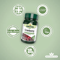 Natures Aid Cranberry Tablets 5000mg – High Strength Supplement for Urinary Tract Support, Bladder Health, Antioxidant Protection – Vegan, Gluten Free, Non-GMO – 30 Tablets for Women & Men